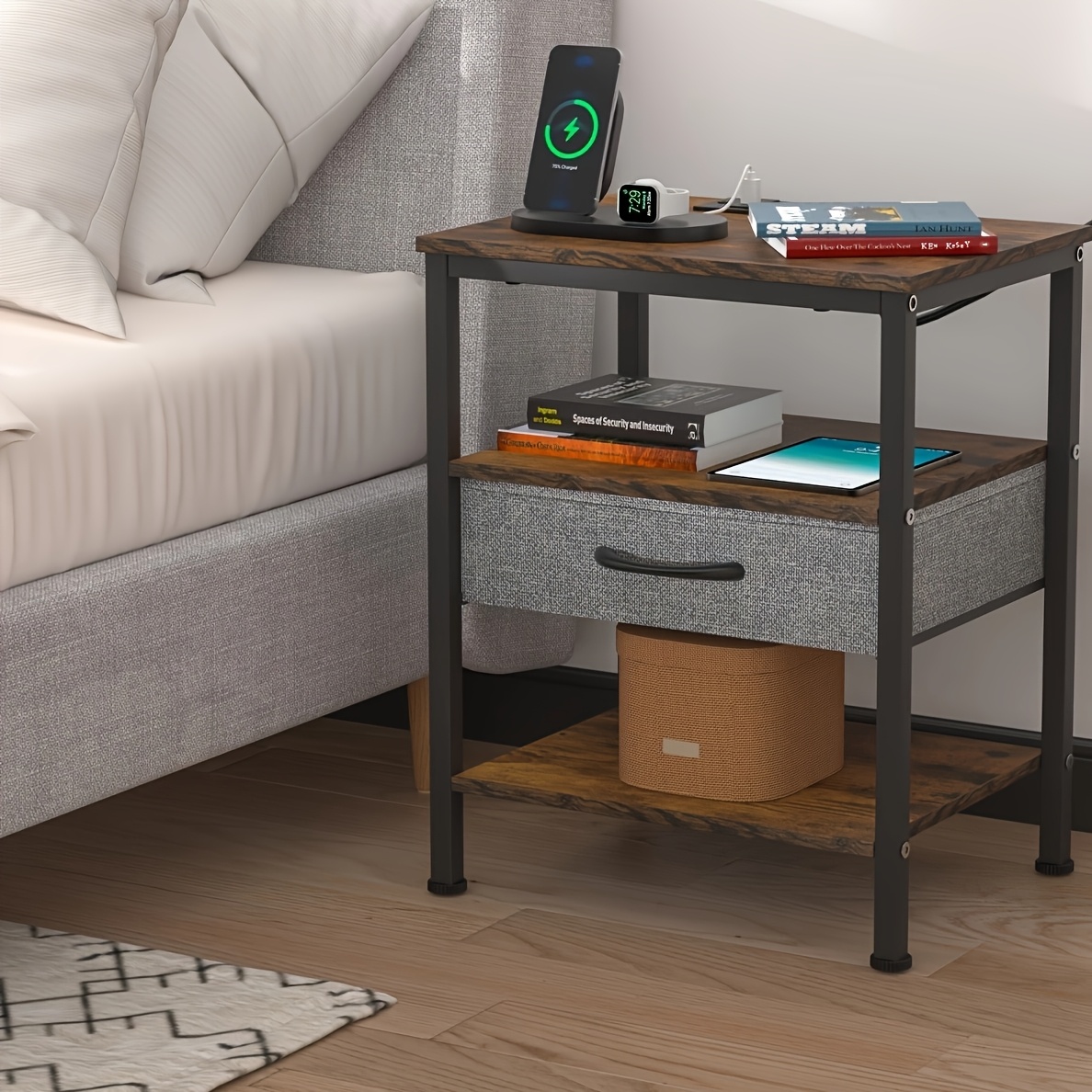 Side Table, Coffee Table With 1 Drawer, Bedside Table For Small Spaces, Sturdy And Durable, For Living Room, Bedroom, Dark Brown, 40x30x60cm