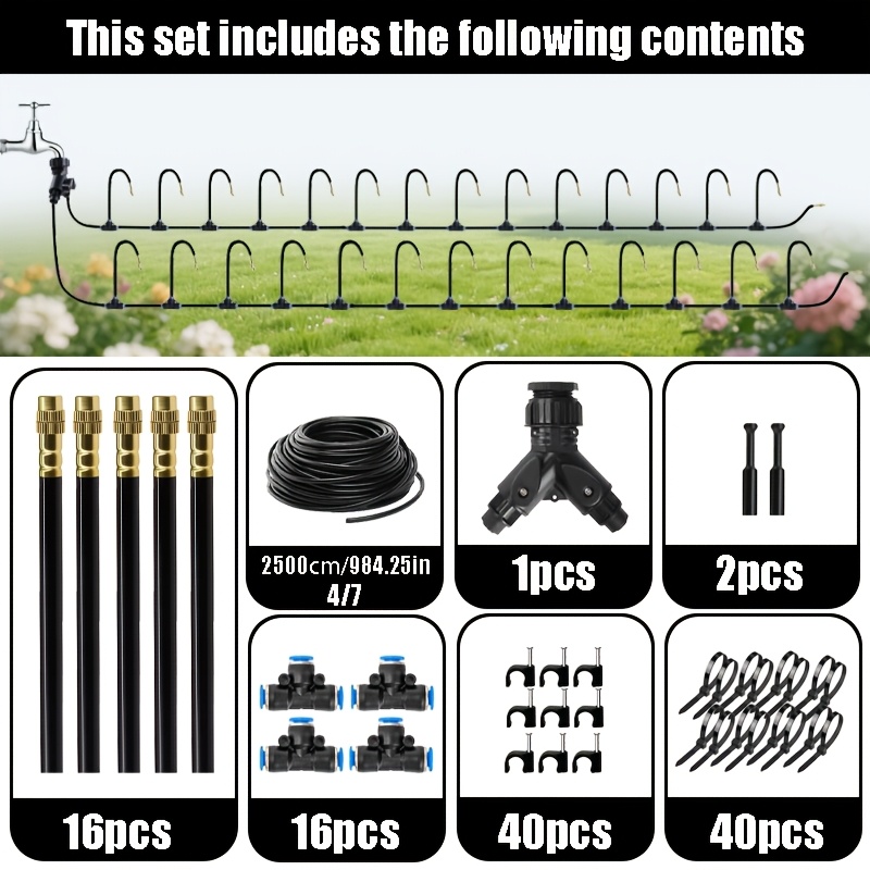 TEMU 116pcs Of Garden Micro-drip Irrigation Watering Controller, Plant Flower Cooling Brass Spray, 360° Adjustable Spray Nozzle, Flexible Spray Head,
