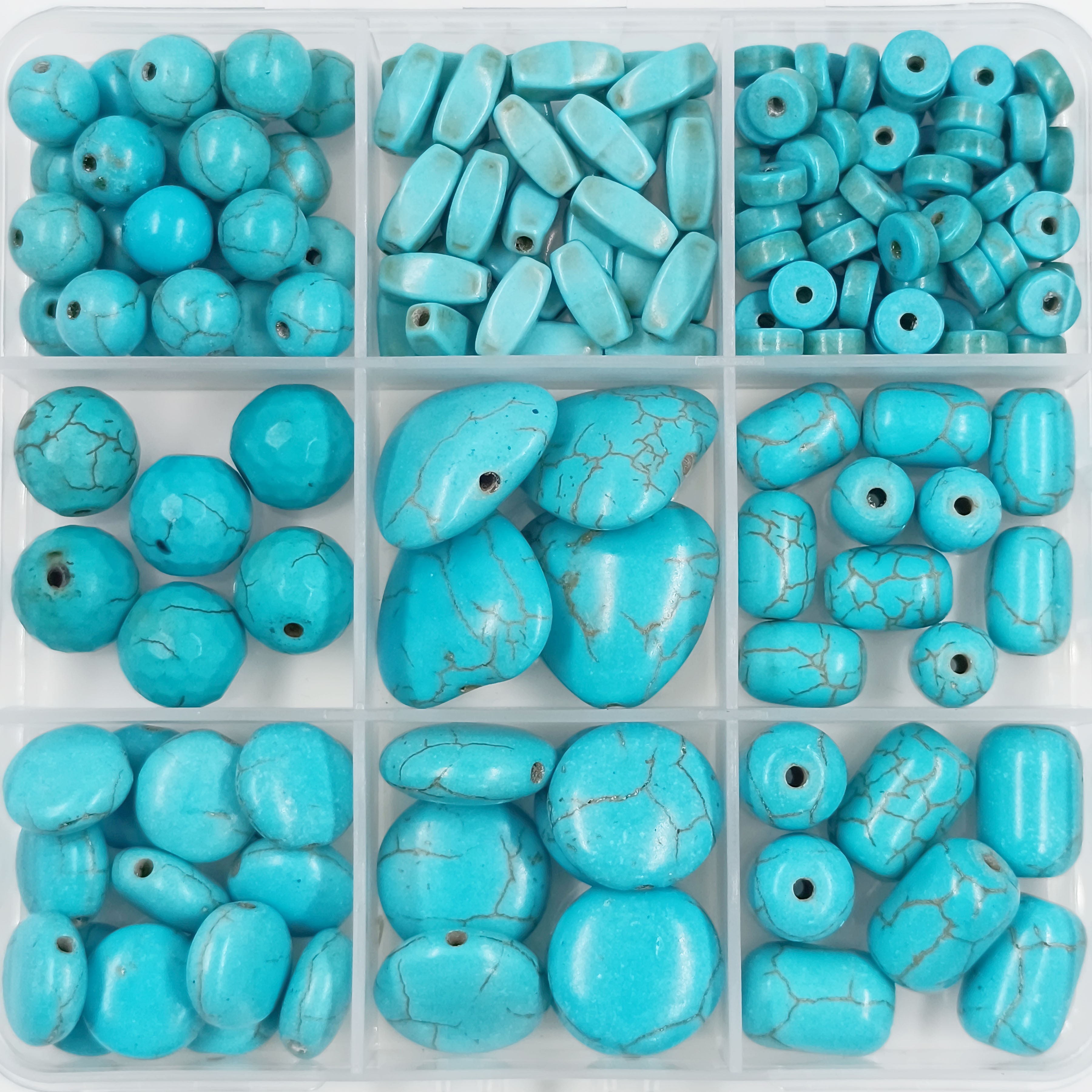 

Boho Style Diy Jewelry Making Kit With Box - Turquoise Stone Beads Set, 200 Pieces Assorted Shapes, Beaded Crafts For Necklaces, Holiday & Vacation Theme, Creative Gift Set