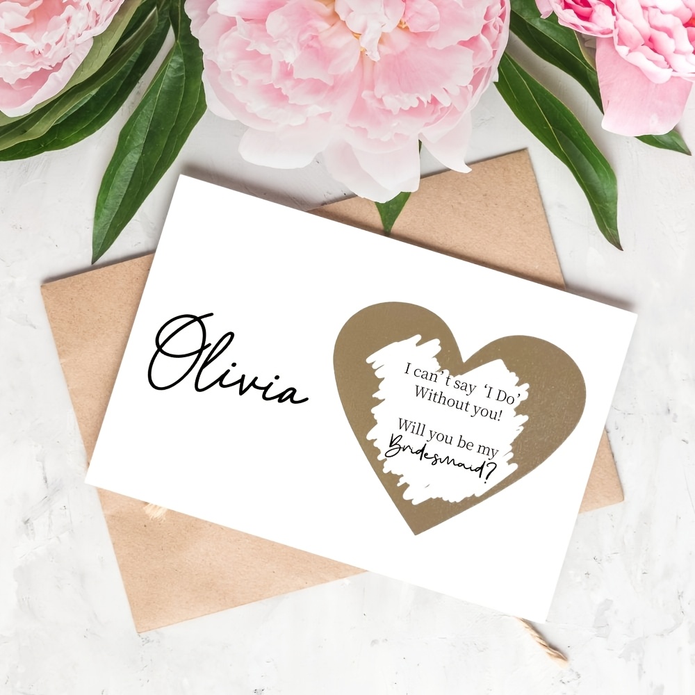 TEMU Personalized Bridesmaid Proposal Card - Custom Scratch-off Will You Be My Bridesmaid? Maid Of Honor Invitation, Boho Chic/modern