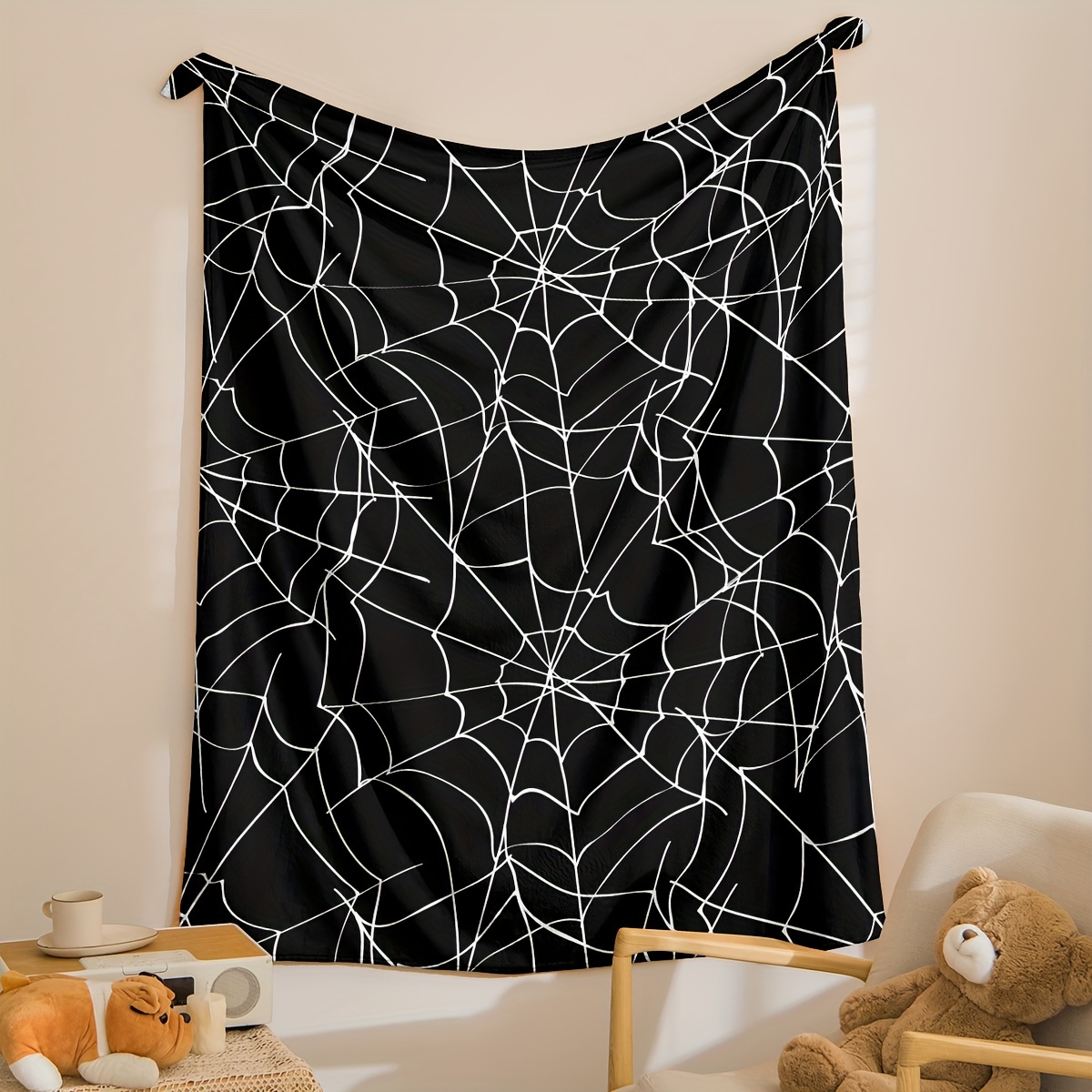 

[ ] - Spider Web 3d Print Blanket - For & Adults, For Halloween, For Bed, , Camping & ,