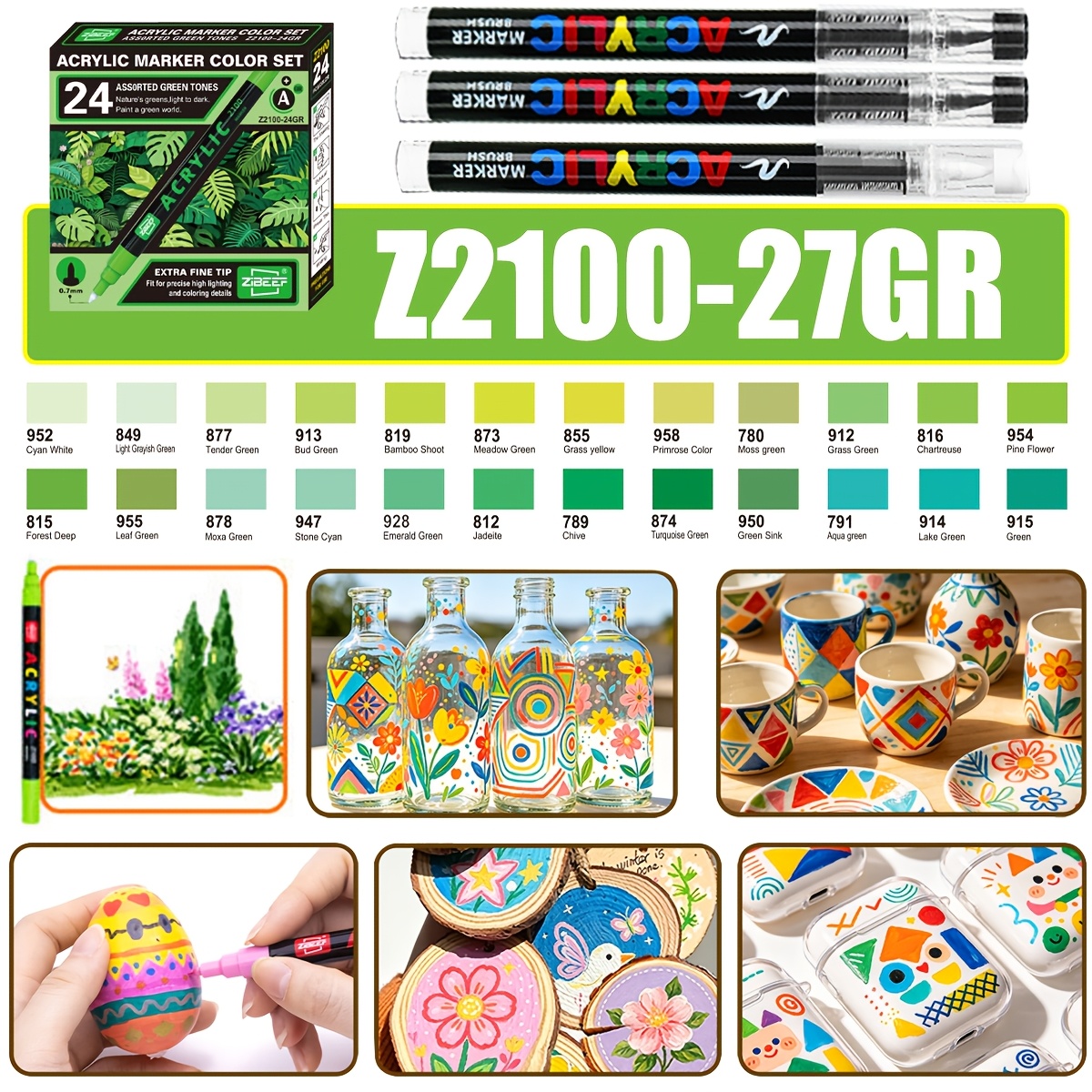 GUANGNA 27-Piece Acrylic Mark Pen Set