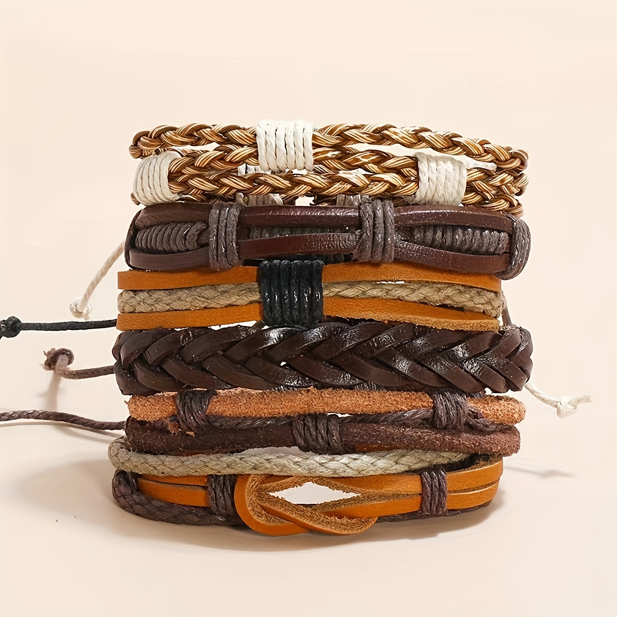 

6pcs Bracelet Set For Men - Cowhide Wristbands