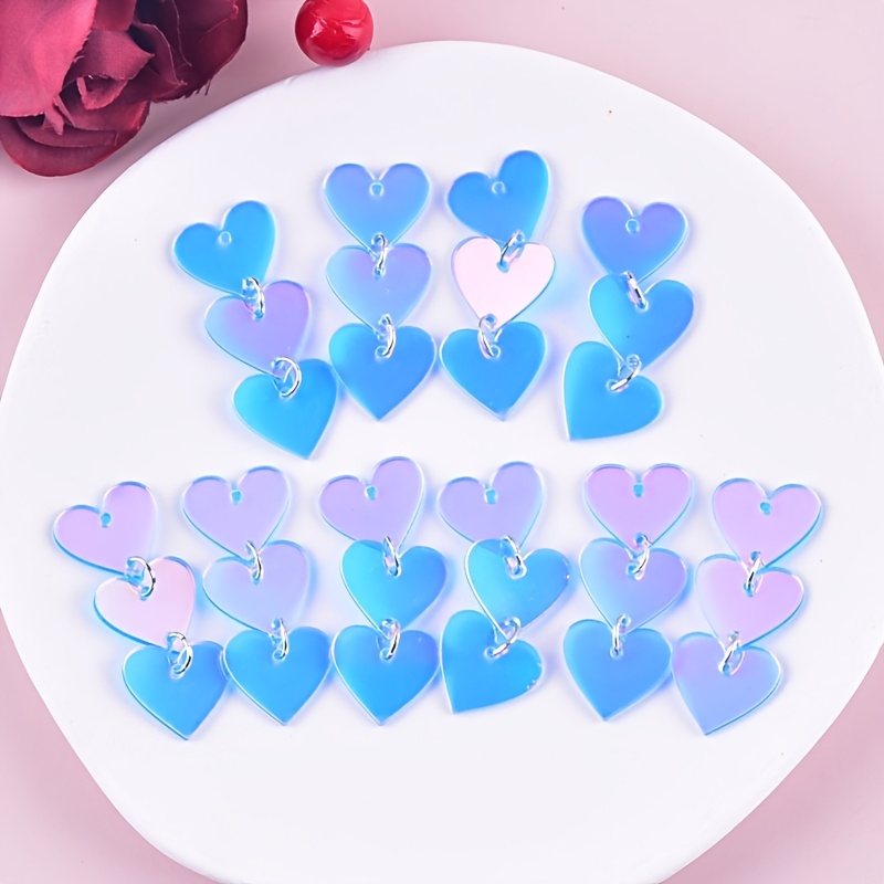 

10pcs Acrylic Heart Charms, Multi-layered Love Pendant For Making, Earrings & Necklaces Craft Accessories, Valentine's Day Gift