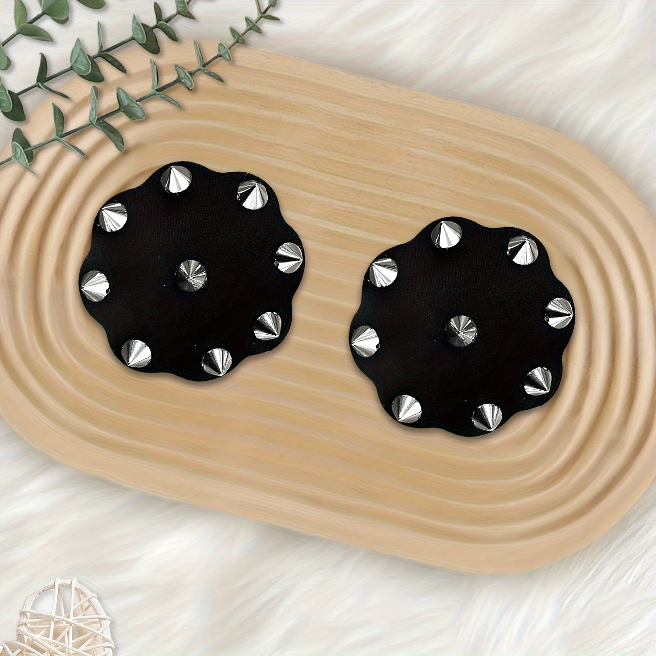 Image of Chic Breast Covers For Women - Sophisticated Solid Hues, With Metal Rivets, Trendy And Bra Accessory, Lingerie Embellishments | Fashionable Chest Covers | Bra Enhancement