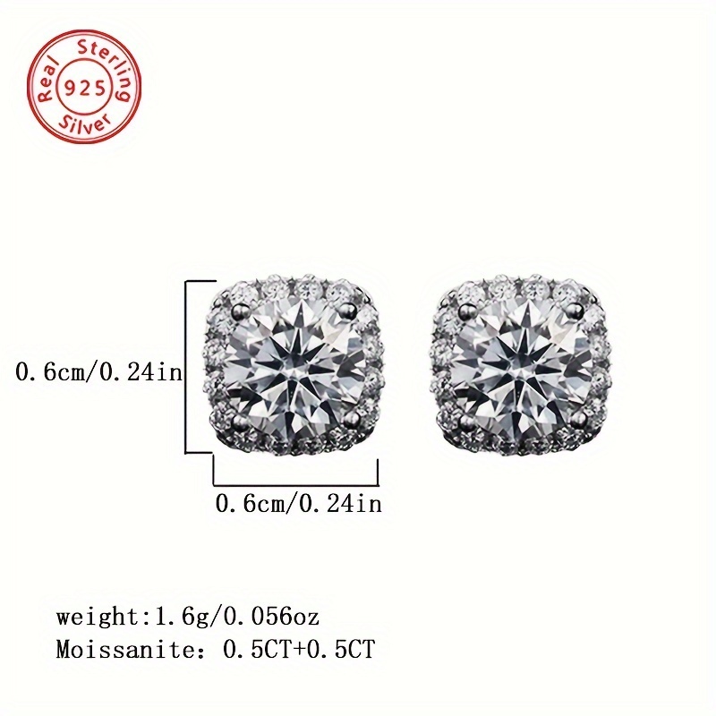 Men's 925 Sterling Silver Moissanite Earrings