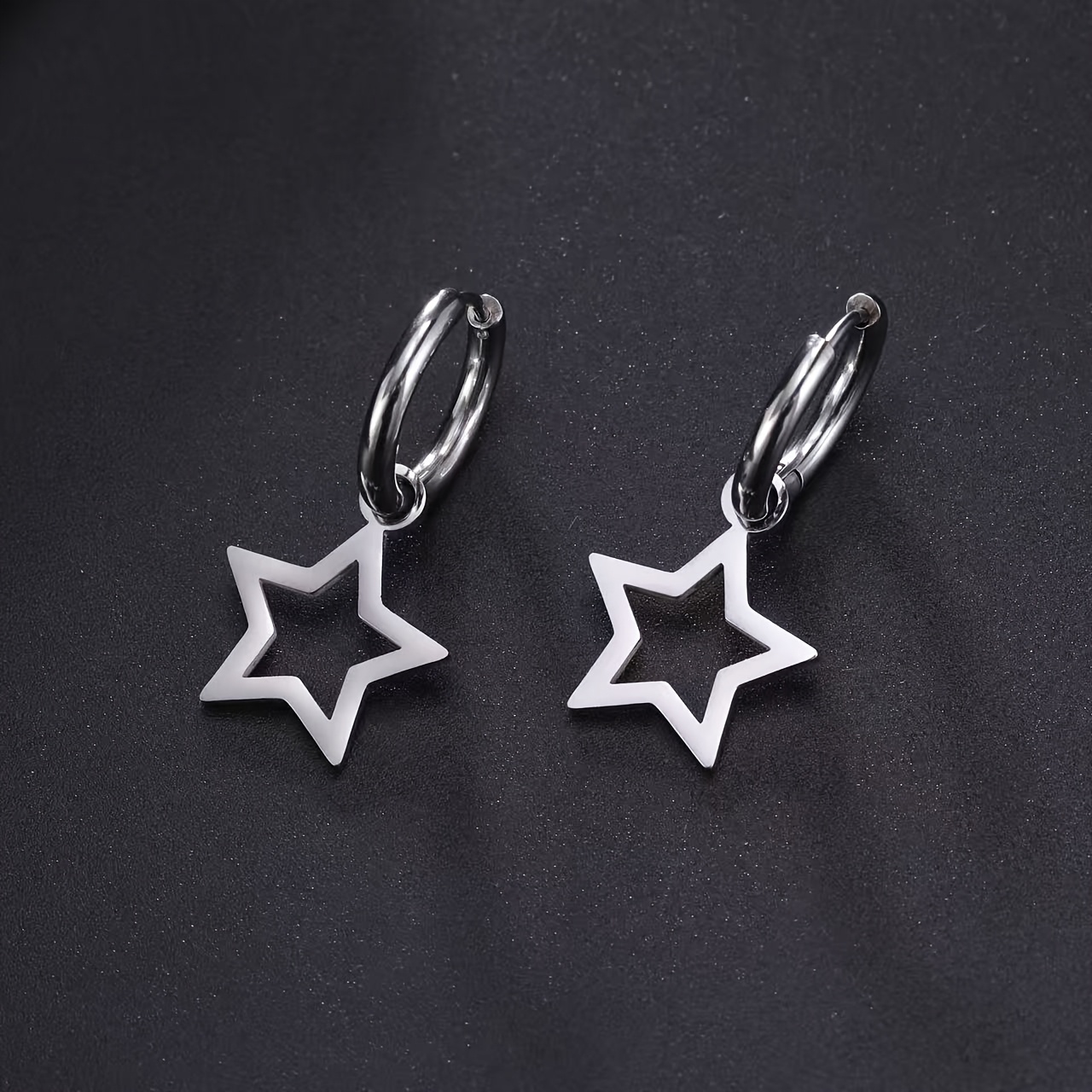 TEMU 1 Paar 304 Edelstahl Hohlstern-Design Modische Ohrringe, Unisex Schmuck Geschenk