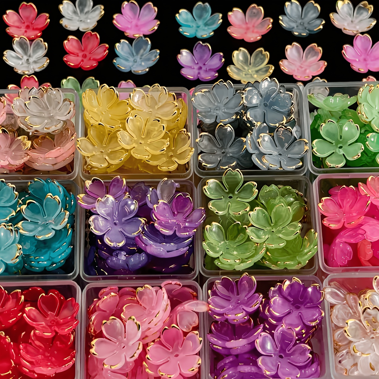 TEMU Perline decorative da 51 pezzi 19mm con petali di fiori di ciliegio sfumati e bordo a caldo - per creazioni fai da te in stile antico, ornamenti