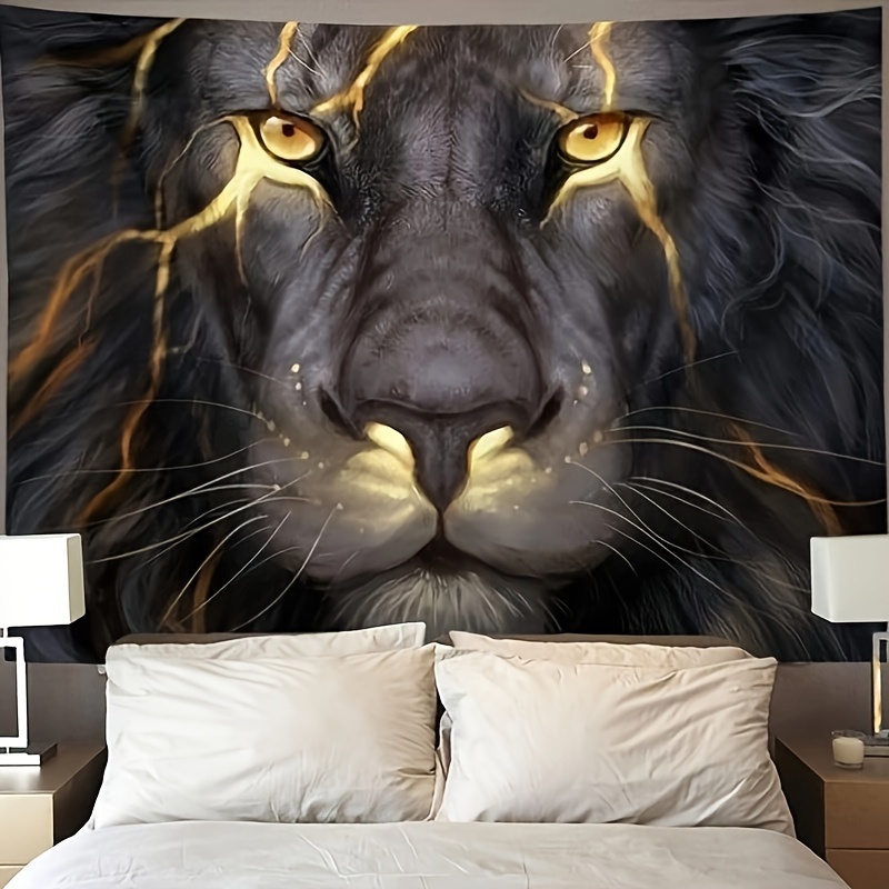 

1pc Golden Cool Lion King Painting Wall Tapestry Hippie Art Tapestry Wall Hanging Home Decoration Suitable For Bedroom Living Room Dormitory