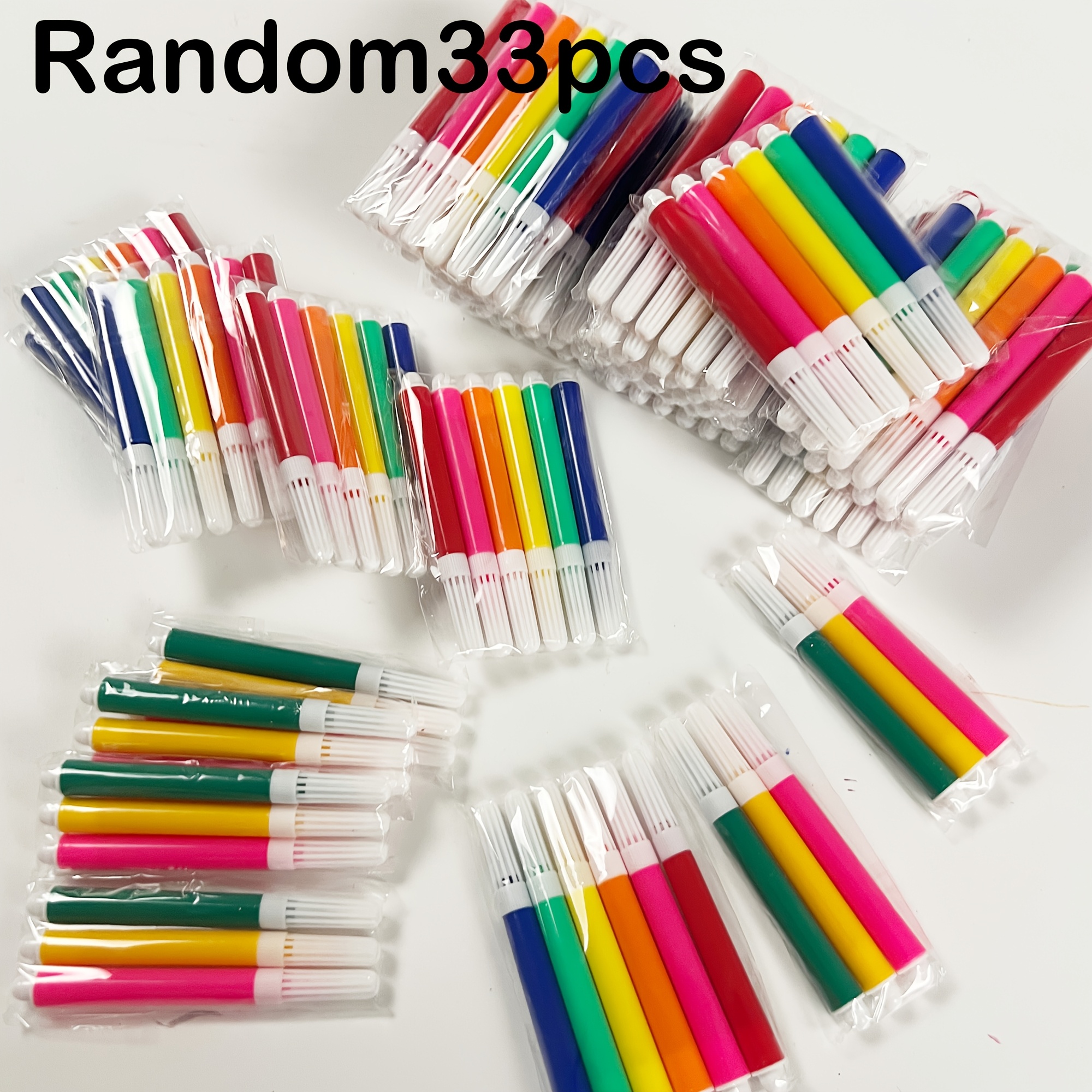 TEMU 33 mini-stylos aquarelle de poche aléatoires, fins et portables pour sacs ou poches. Encre fluide et régulière sauts ni bavures. Couleurs