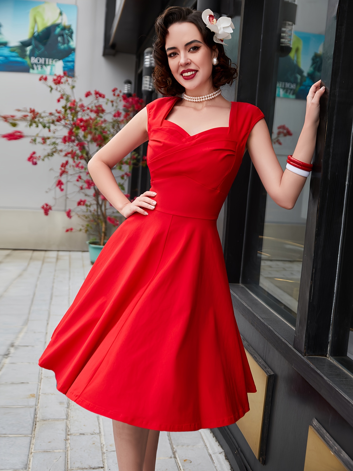 robe midi vintage 1960s à col en cœur robe travail fête en Temu