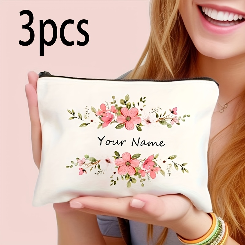 TEMU 1pc/3pcs/5pcs Bolso de Maquillaje Personalizado con , Estilo Japonés Floral Vintage - Bolso de , Neceser, Estuche para Lápices, Bolsa de Regalo,
