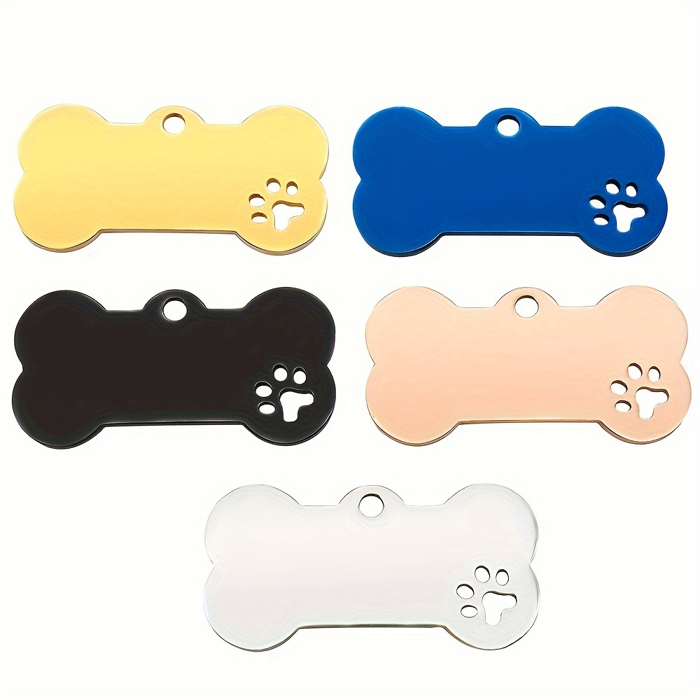 

10 Stainless -shaped Blank Dog Tags With Hollow Paw Prints For Pet Identification