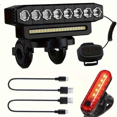 1 single headlight 2 headlight taillight new led bicycle light charging display mountain bike mountain bike headlight flashlight cycling equipment bicycle light