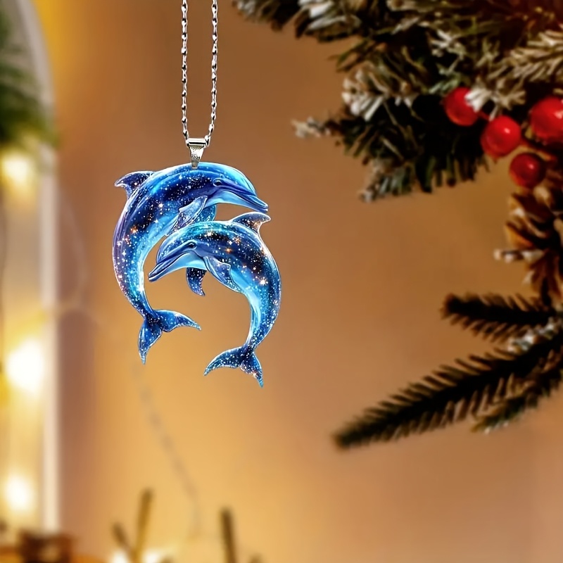 

Dolphin Duo Acrylic Car Charm & Keychain - Mirror Decor, Dolphin Decor