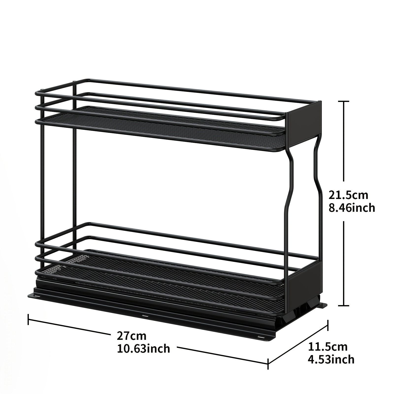 Image of Dual-slide Kitchen Spice Rack For Inside Cabinets & Pantry Closet, Pull-out Spice Bottle Organizer, Cabinet Double-layer Storage Shelf