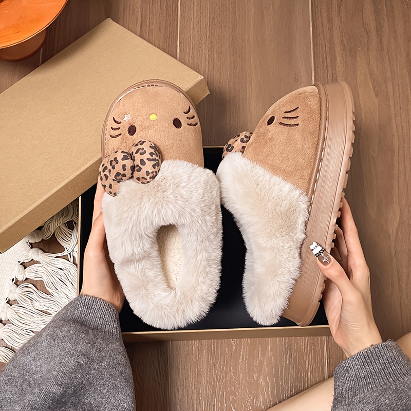 Image of Genuine Licensed Kt Cat Cute Slippers Women's Indoor Casual Cartoon Kitty Warm Slippers, Women Shoes