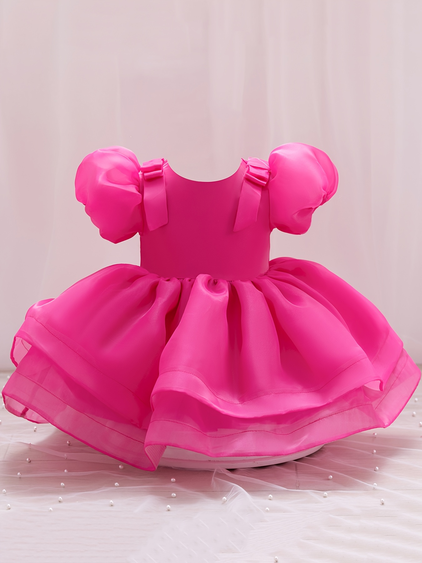open lace back dress Elegant Baby Girl Dress Toddler Party Communion Baptism Wedding Princess Dress, Champagne / 3-4 Years (110cm)