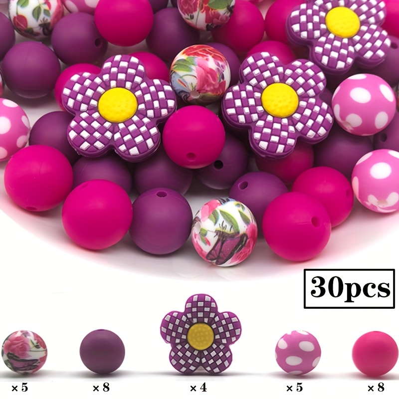 Image of 30pcs Multi-colored Silicone Beads | Round Loose Spacer Beads For Handmade Jewelry, Daily Decorations, Holiday Gifts, And Ladies' Gifts