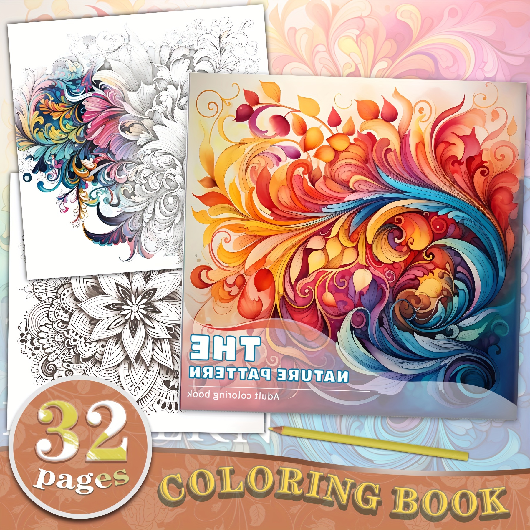 

1pc A4 Livre de coloriage épais de couleur naturelle, 32 pages - Cadeau pour anniversaire, Saint-Valentin, Noël, fête des mères