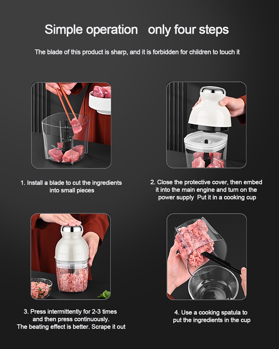 1pc   110v meat grinder multifunctional mini cooking machine portable   grinder electric meat grinder vegetable cutter suitable for 4 5 people with a capacity of 1 3   Product details 6