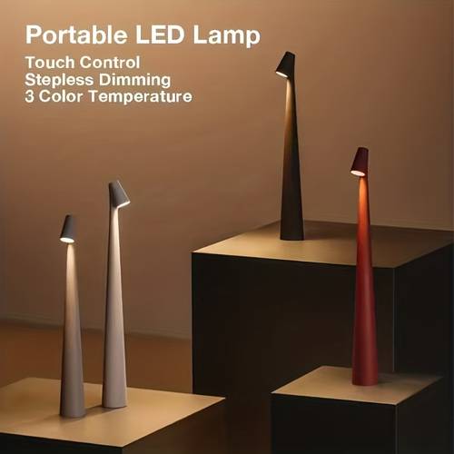 minimalist moveable led table lamp touch button rechargeable adjustable brightness suitable for bedroom living room office decoration reading terrace bar holiday gift