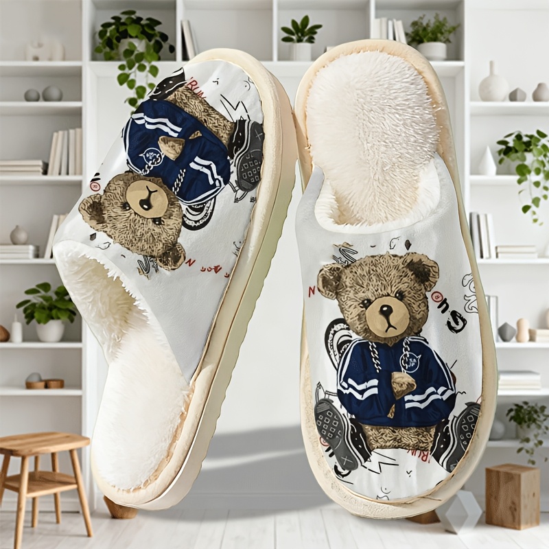 TEMU Trendy Cool Cute Bear Yiju Slippers, In -style Graffiti Vibe, Feature An Adorable Bear In Trendy Outfits That Showcase . A Soothing, Cool, And