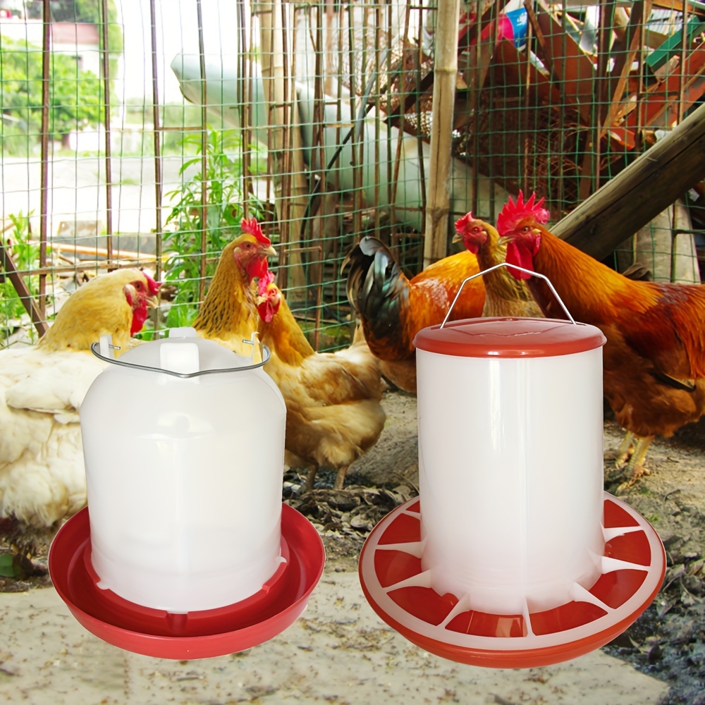 

2-pack Poultry Feed And Water Dispenser Set, 4kg High-density Feed Dispenser And 4l Water Container With Hanging Handles, Durable Polypropylene, Squeeze Recovery Design, No Battery Required