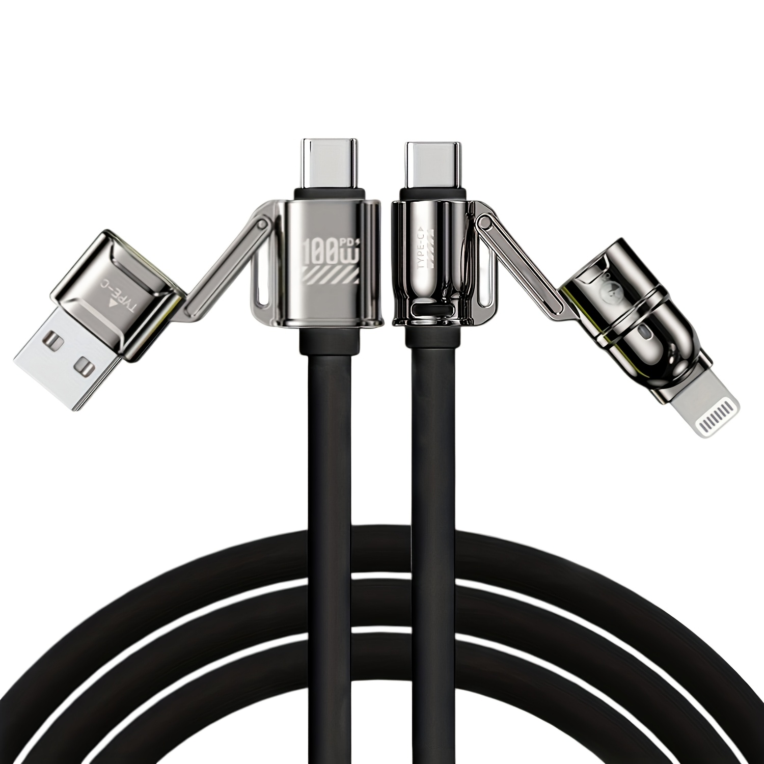 Image of 4-in-1 Kirsite Cable 100w Super Fast Charging Multiple Functions For Iphone 8-16 Ipad Notebook Tablet Mobile Phone Huawei