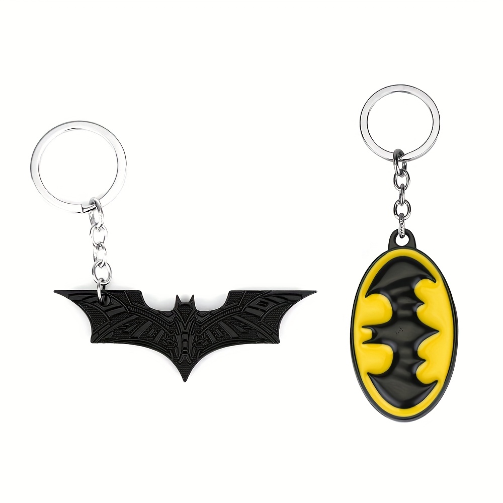 TEMU 2pcs, ., League Batman Classic Logo Keychain Set Suit Bat Logo / Retro Bat Logo Movie And Tv Peripheral Collection Ornament