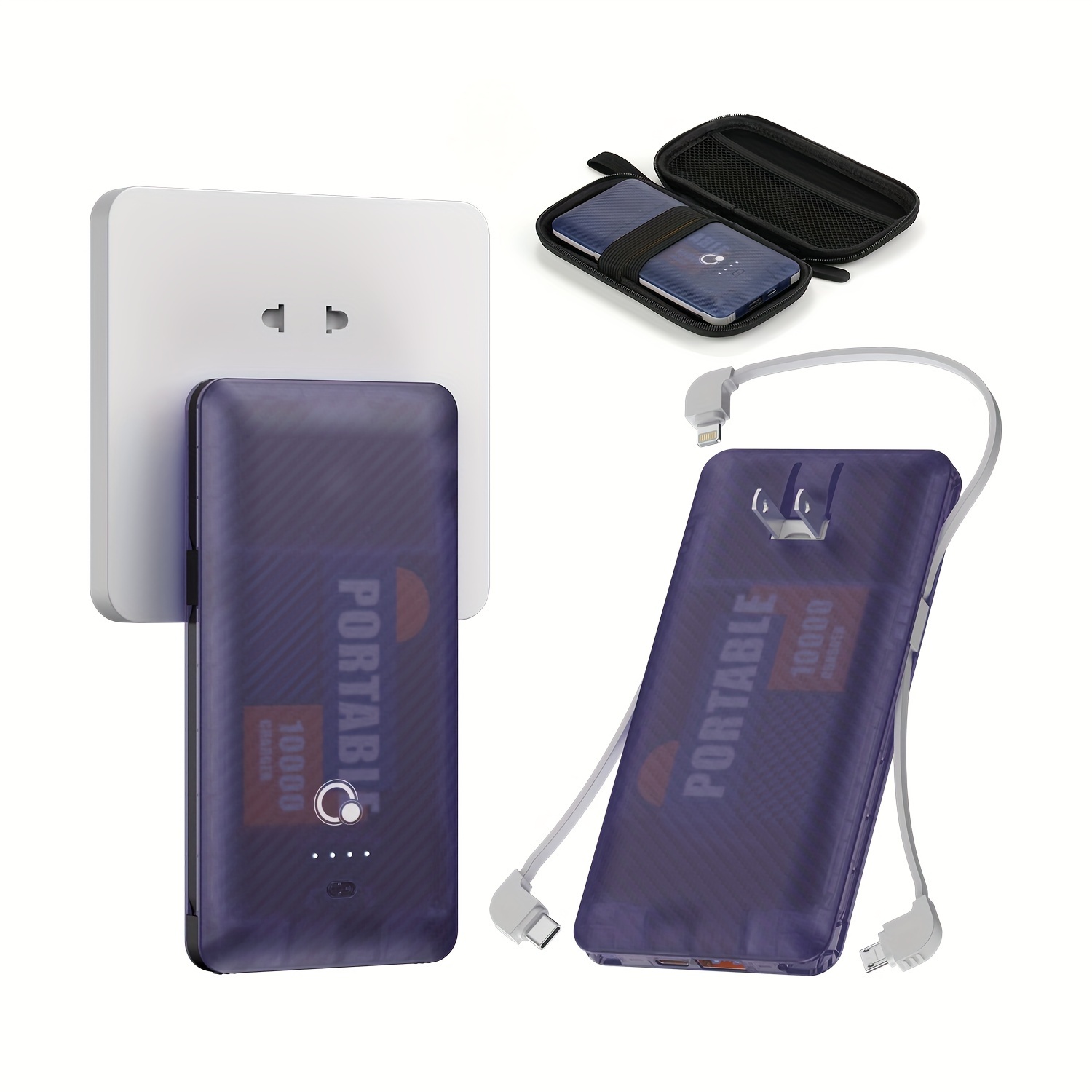 

For , And Purple 10000mah Portable Charger, Charging External Battery -in Ac , Cables For Phone, Tablet Etc