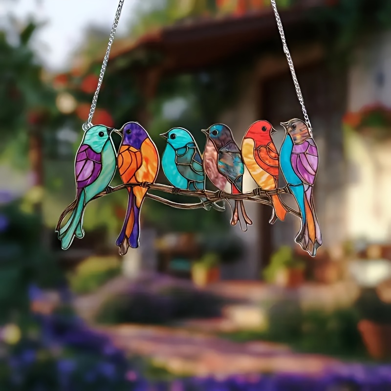 

6-bird Acrylic Flat Sun Catcher: Perfect For Bird Lovers, Festive Decor, Outdoor Gardens, Windows, And Walls