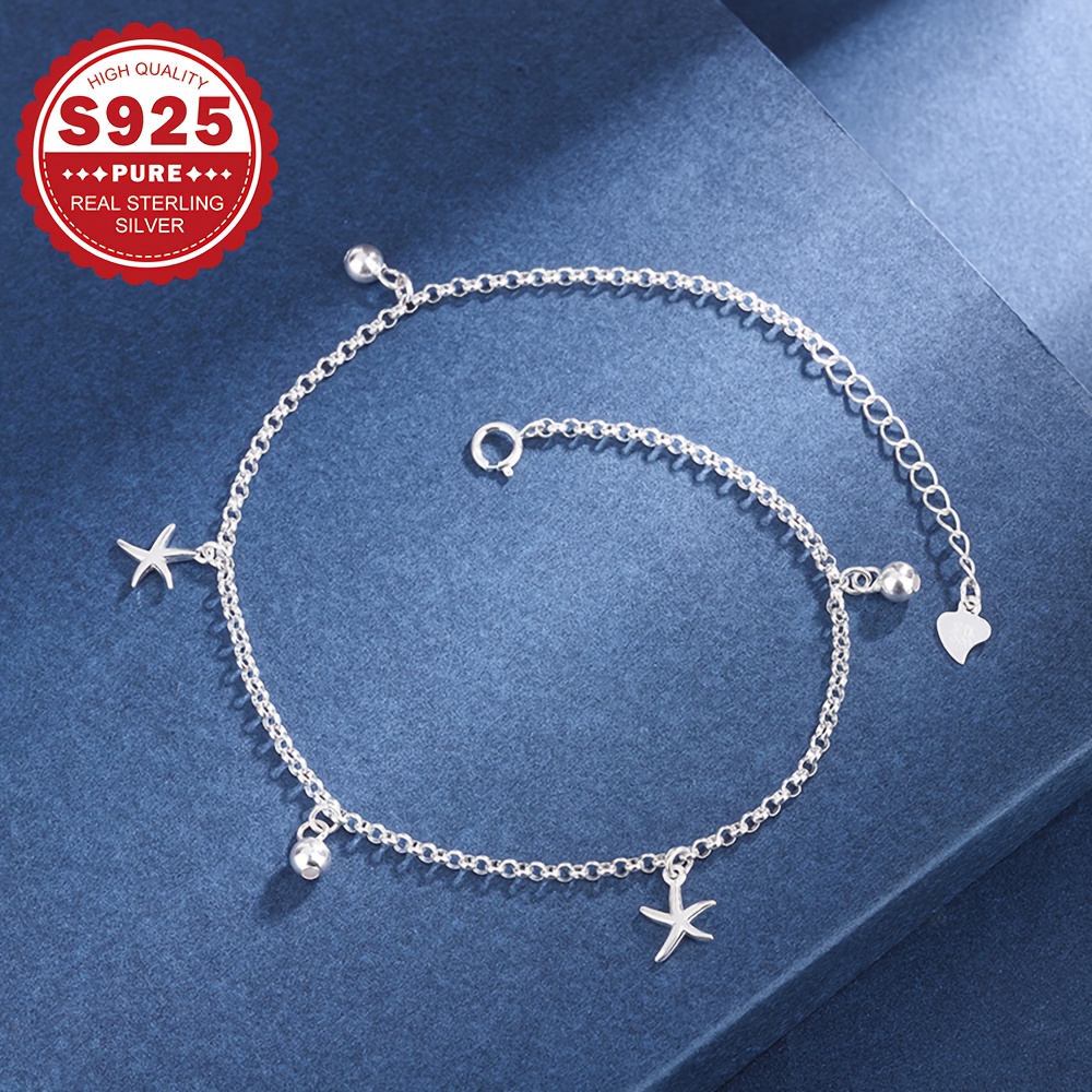 Stylish Women's S925 Sterling Silver Starfish Anklet