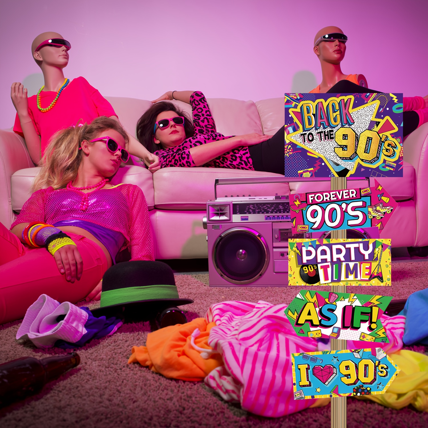 90s Memorabilia Party Decor 90s Party Decorations - 20 Piece Retro Sign ...