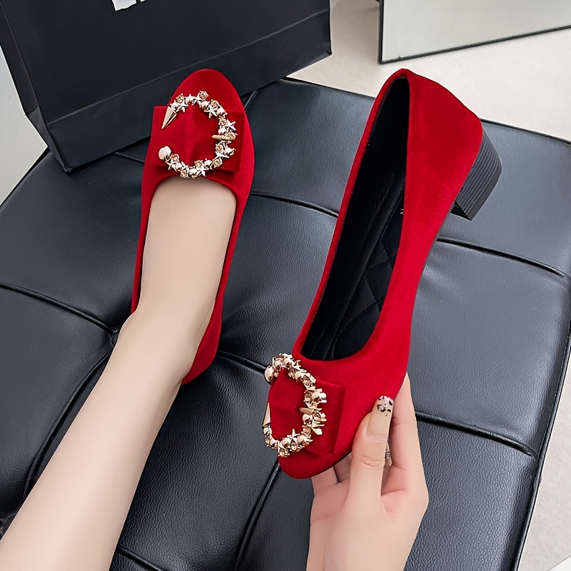 damen rote samt pumps klobigem absatz Temu Germany