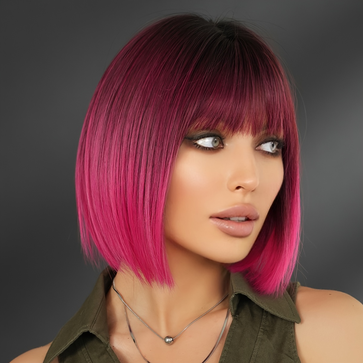 Beautiful pink ombre bob with bangs and side part 35 Stunning Examples of Pink Ombré Hair main image 4