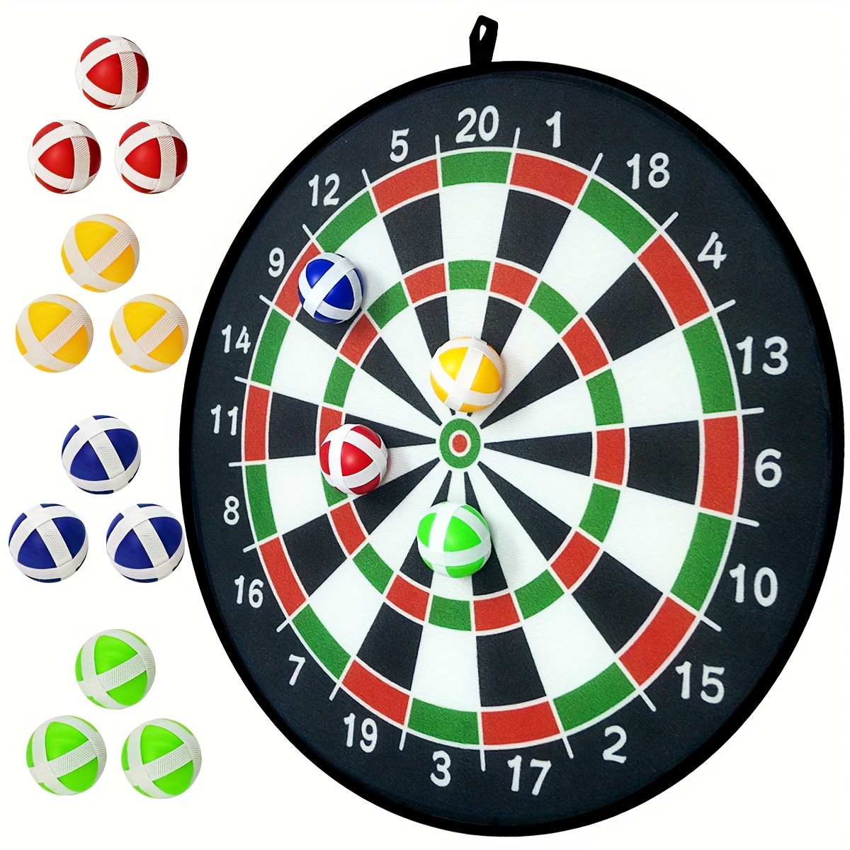 

12pcs Ball Dartboard Set For Indoor/outdoor Fun - Balance Training, Family & Party Games - Black