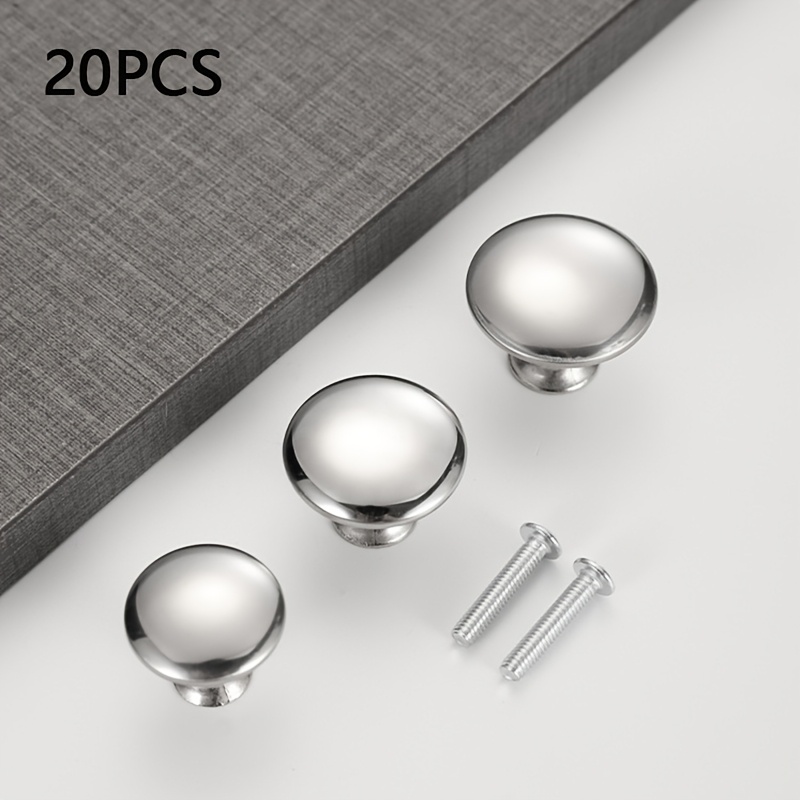 

20pcs Brushed Stainless Steel Cabinet Knobs - Modern Round Drawer Pulls For Kitchen, Bedroom & Bathroom Furniture