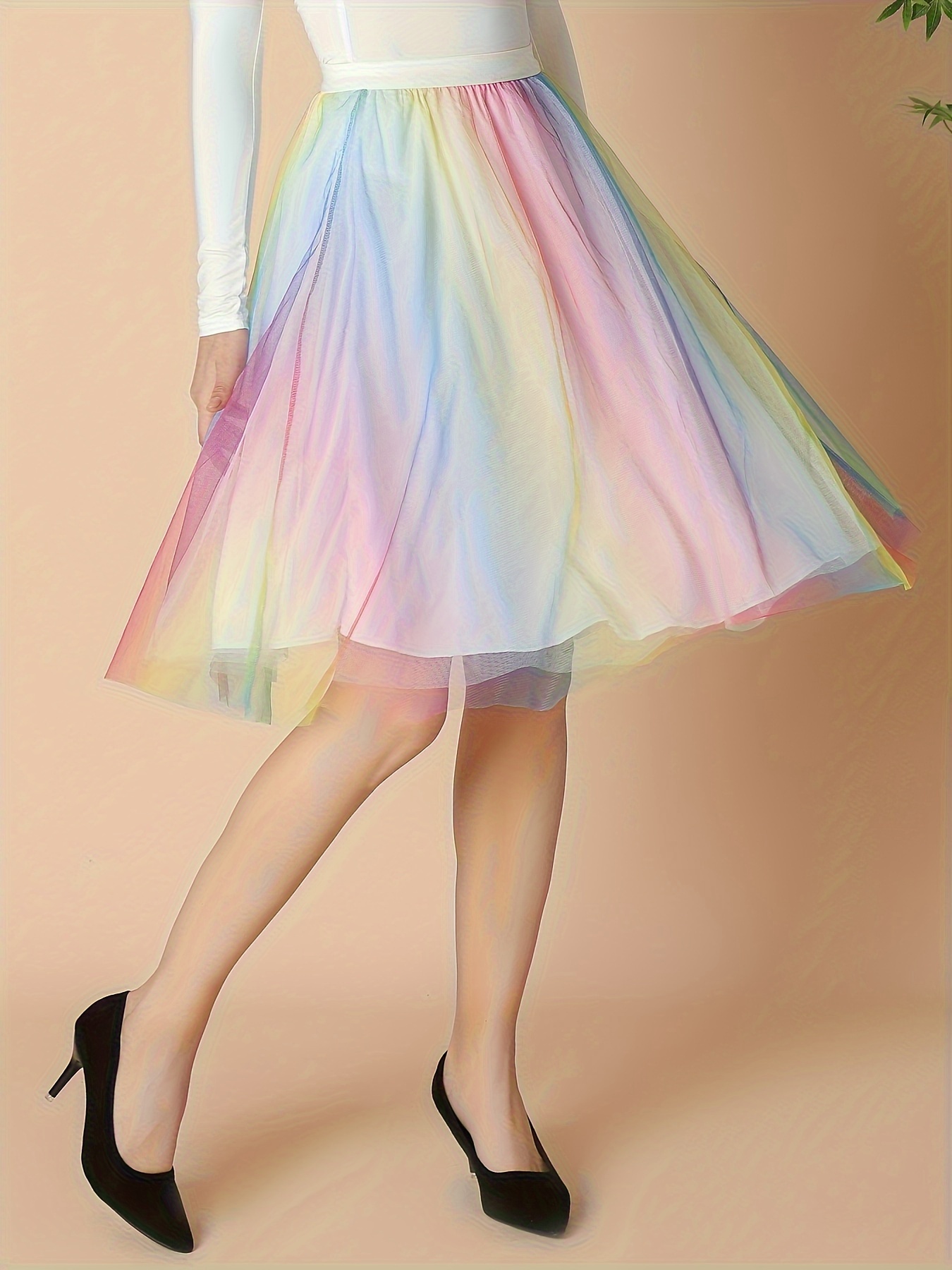 color gradient tulle skirt mixed color 0