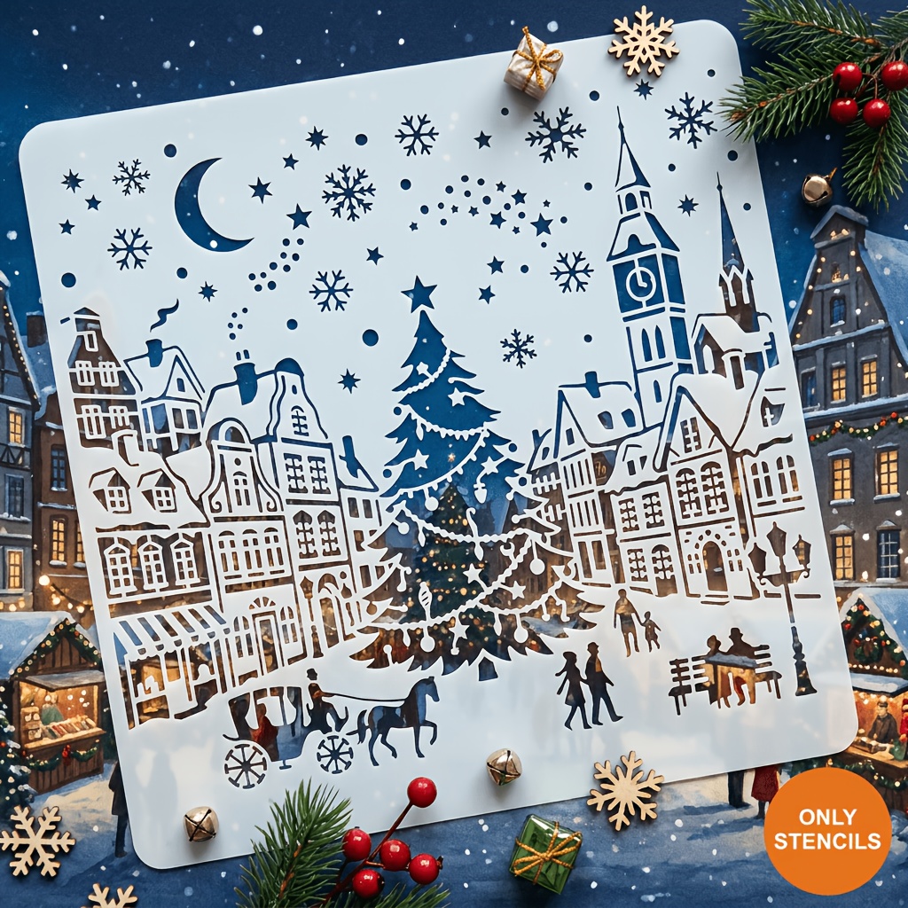 TEMU Modèle de Noël extérieur, modèle réutilisable, convient pour la décoration de , mural, les scènes de fêtes, les outils de bricolage pour la