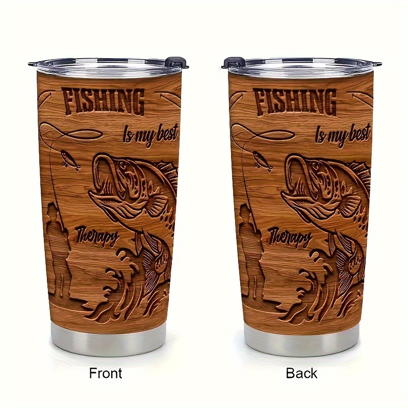 

20oz Stainless Steel Fishing-themed Travel Mug - Vacuum Insulated, Double Wall With Lid, Perfect Gift For &