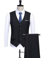 mens 2 piece suit vest and pants set slim fit solid color business casual style professional british inspired leisure outfit