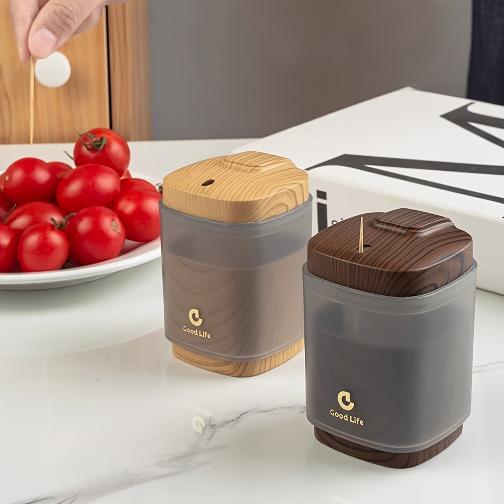 

1pc Of Elegantly Designed Storage Box For Toothpicks - Featuring A Wooden - Automatic Pop-up Toothpick Dispenser - Ideal For Home Use - A Great Gift For Housewarming, Travel, And Restaurants.