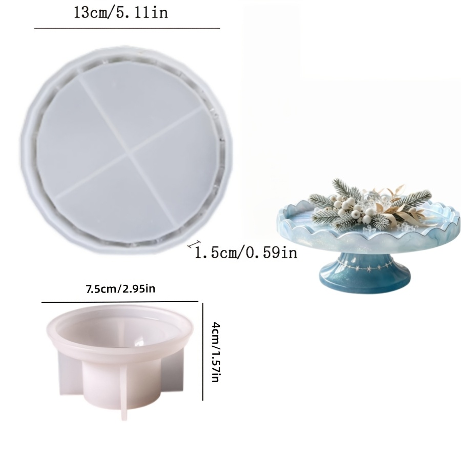 TEMU Moule en silicone résine - Bord , pieds haut, moule en silicone pour plateau à dentelle et base de support, moule en silicone pour résine
