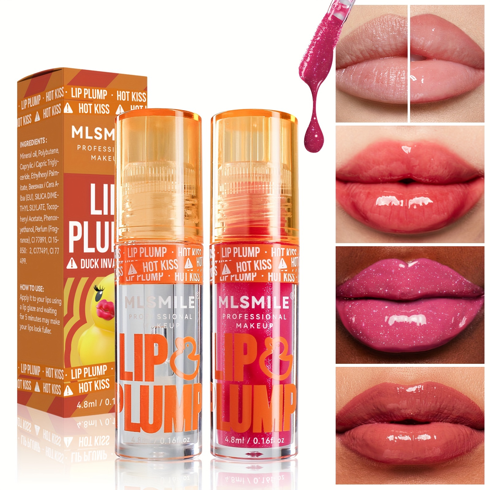

1pc Lip Plumper Gloss, 0.16 Fl Oz Each, 6 Colors, Moisturizing & Volumizing Lip Serum, Shiny Finish, Natural Lip Makeup Enhancer Kit
