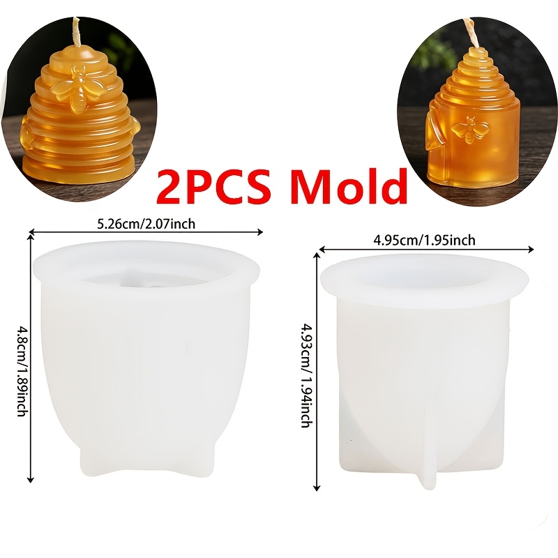 TEMU 2pcs Hive Silicone Candle Mold, Cute Honeycomb Beehive With For Handmade Scented Candle, Plaster & Resin Craft, Rustic Home Decor & Gift