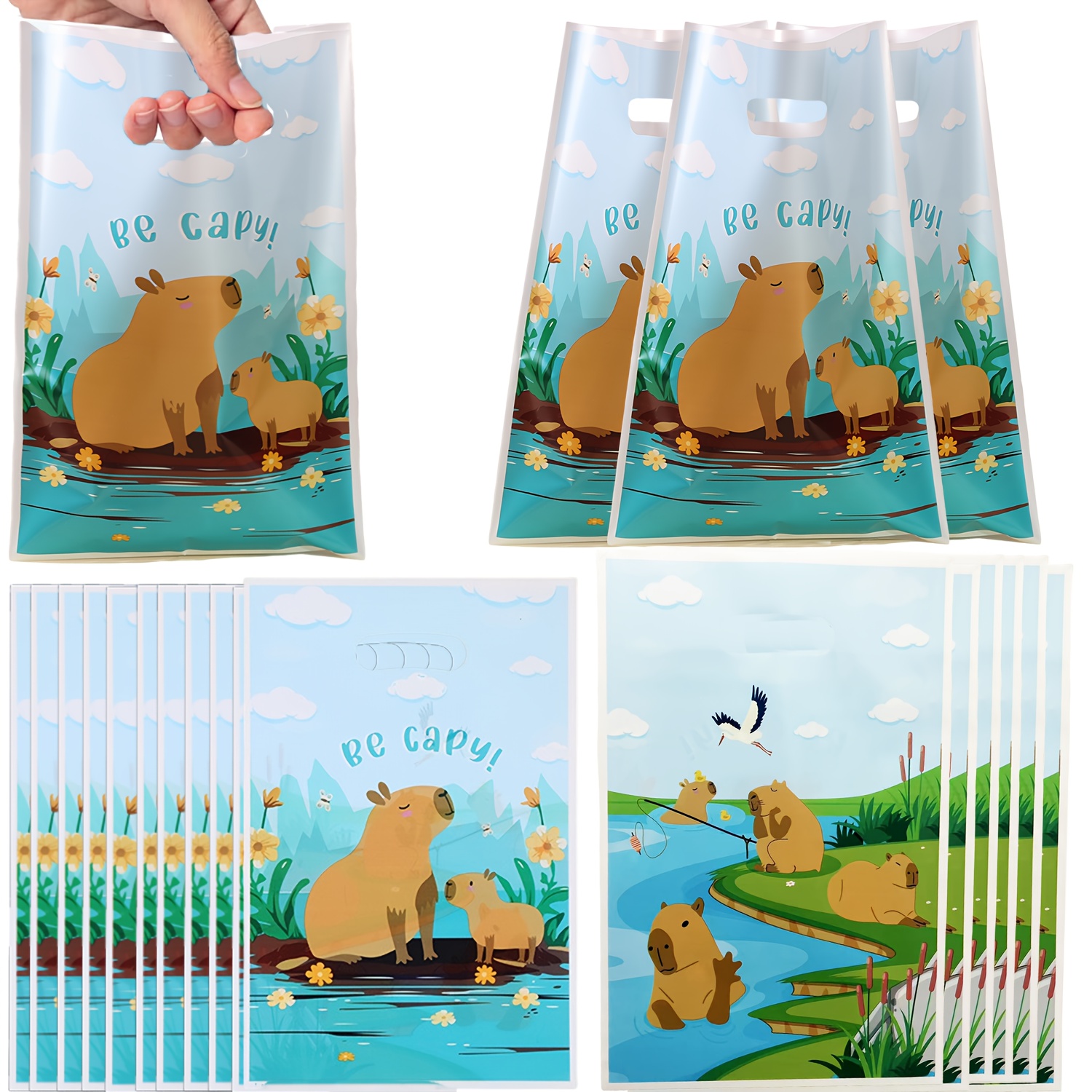 

10/40pcs Ph Brand Capybara Design Gift Bags, Animal Print, Polypropylene (pp) Material, With Handles, For Party Favors, Retail Packaging, And More