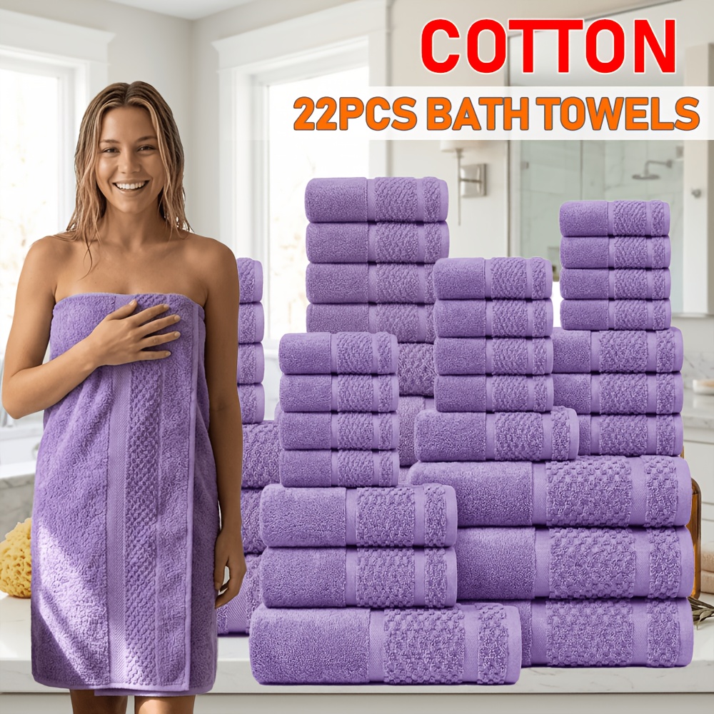 22pcs cotton towels set suitable for bath shower gym spa 4 bath towels 6 hand towels 12 washcloths soft absorbent   bathing sheets for travel hotel multi color options for