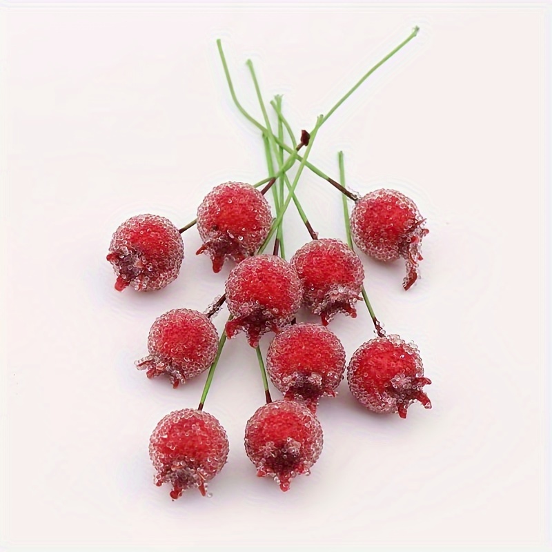 Image of 31pcs, Simulated Frosting Pomegranate Berries, Headwear Decorations, Christmas Halloween Decorations, Christmas Tree Decorations, Handmade Materials