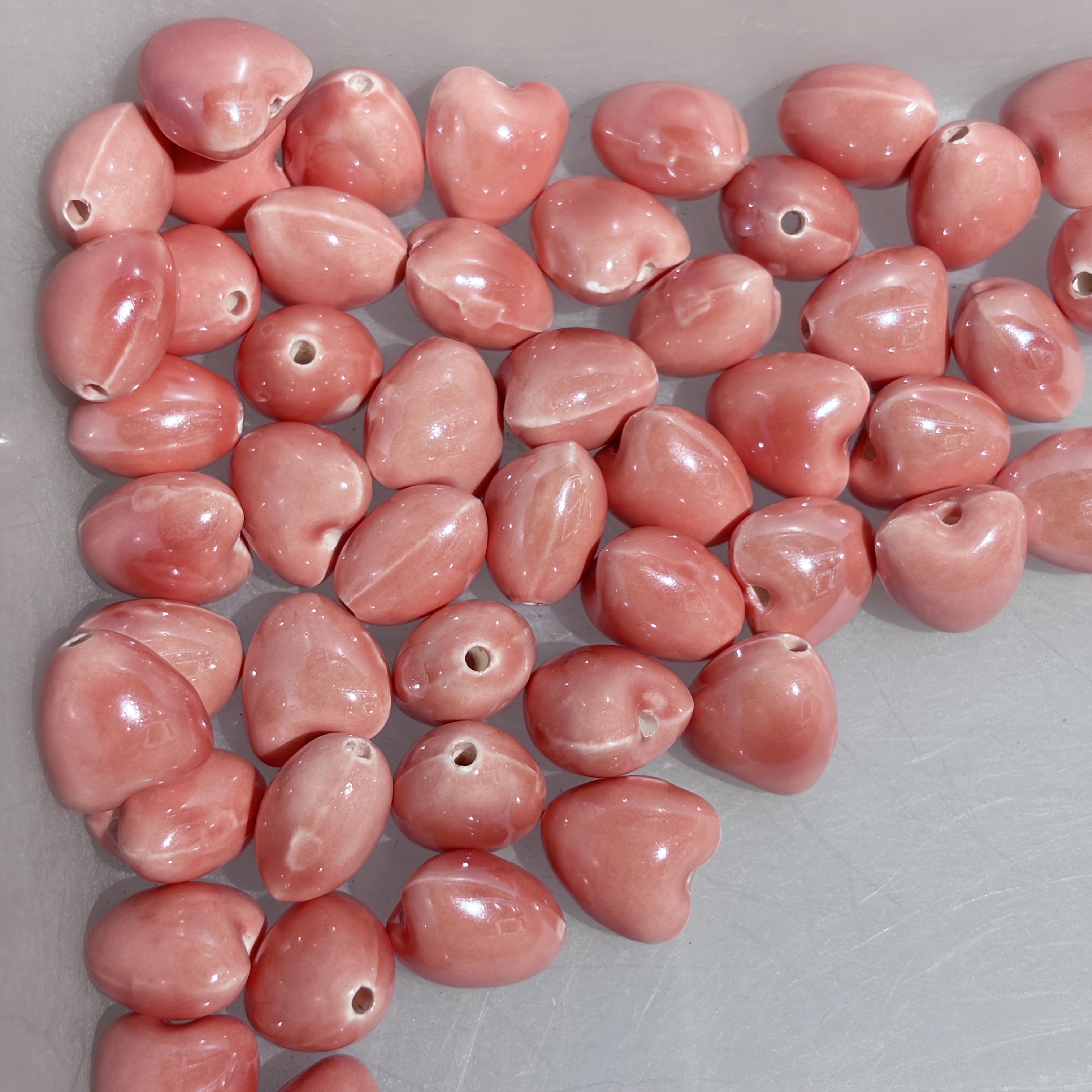 50pcs Set of 12mm Peach Shaped Ceramic Beads for DIY Jewelry Making